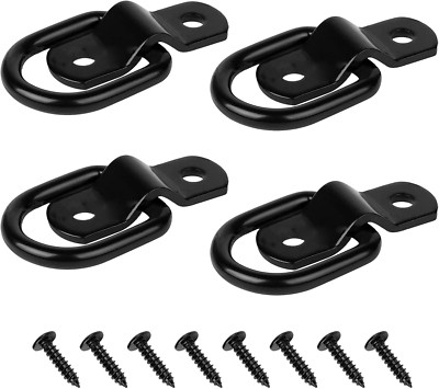 4 PCS D Rings Tie down Anchors Hooks, 1/4'' Heavy Duty Stainless Steel Trailer Ti