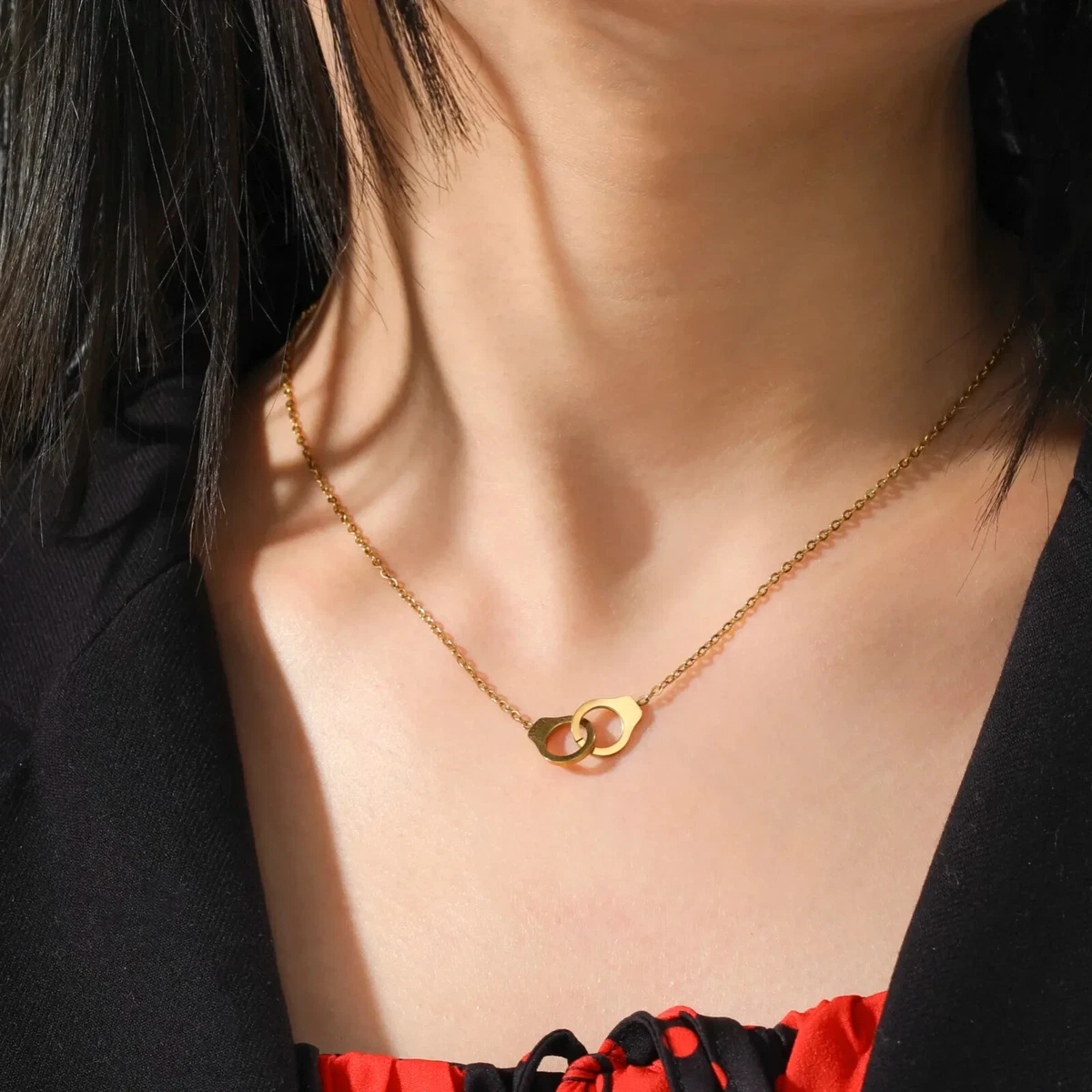 Stainless steel handcuff necklace deals
