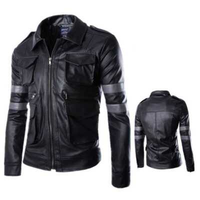 Resident Evil Leon Kennedy 6 Black Jacket | Handmade Black Biker