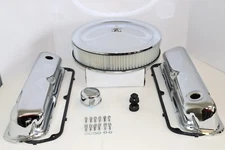 SB Ford Chrome Engine Dress Up Kit Valve Covers 14" Air Cleaner SBF 289 302 351W