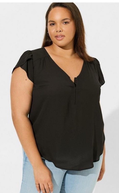 Torrid Harper Georgette Hookeye  Tulip Sleeve Blouse Womens Size 4X