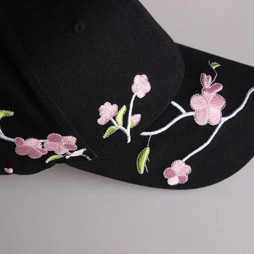 Korean Flower Embroidery Baseball Caps Plum Embroidered Baseball Cap Outdoor - Picture 3 of 14
