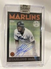 2021 Topps Clearly Authentic Starling Marte Auto Black Parallel 34/75 Miami