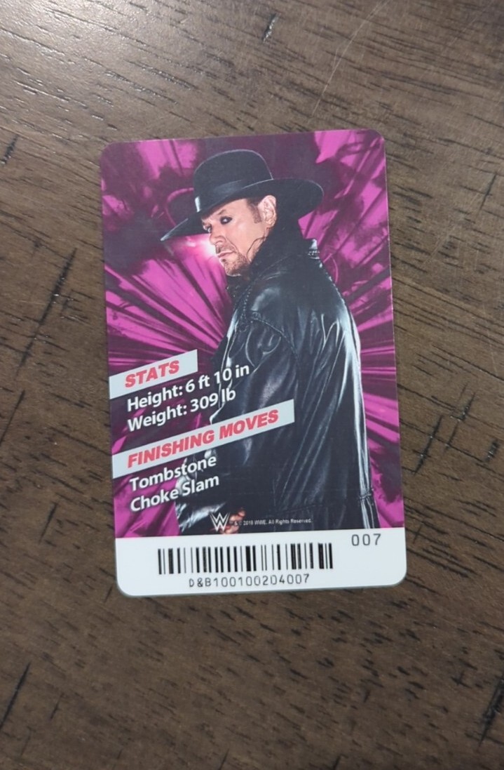 Superstar Rumble Arcade Game WWE Undertaker Card with Barcode | eBay