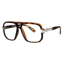 Unisex Clear Lens Glasses Oversized Fashion Square Frame Eyeglasses TORTOISE