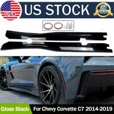 FOR 14-19 Corvette C7 Stingray Z06 Z07 Style Side Skirt Rocker Panel Gloss Black