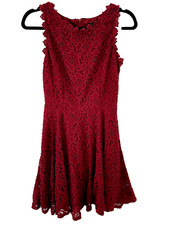 Dress City Studio Sz 3 Maroon Red Dress Lace Formal Party