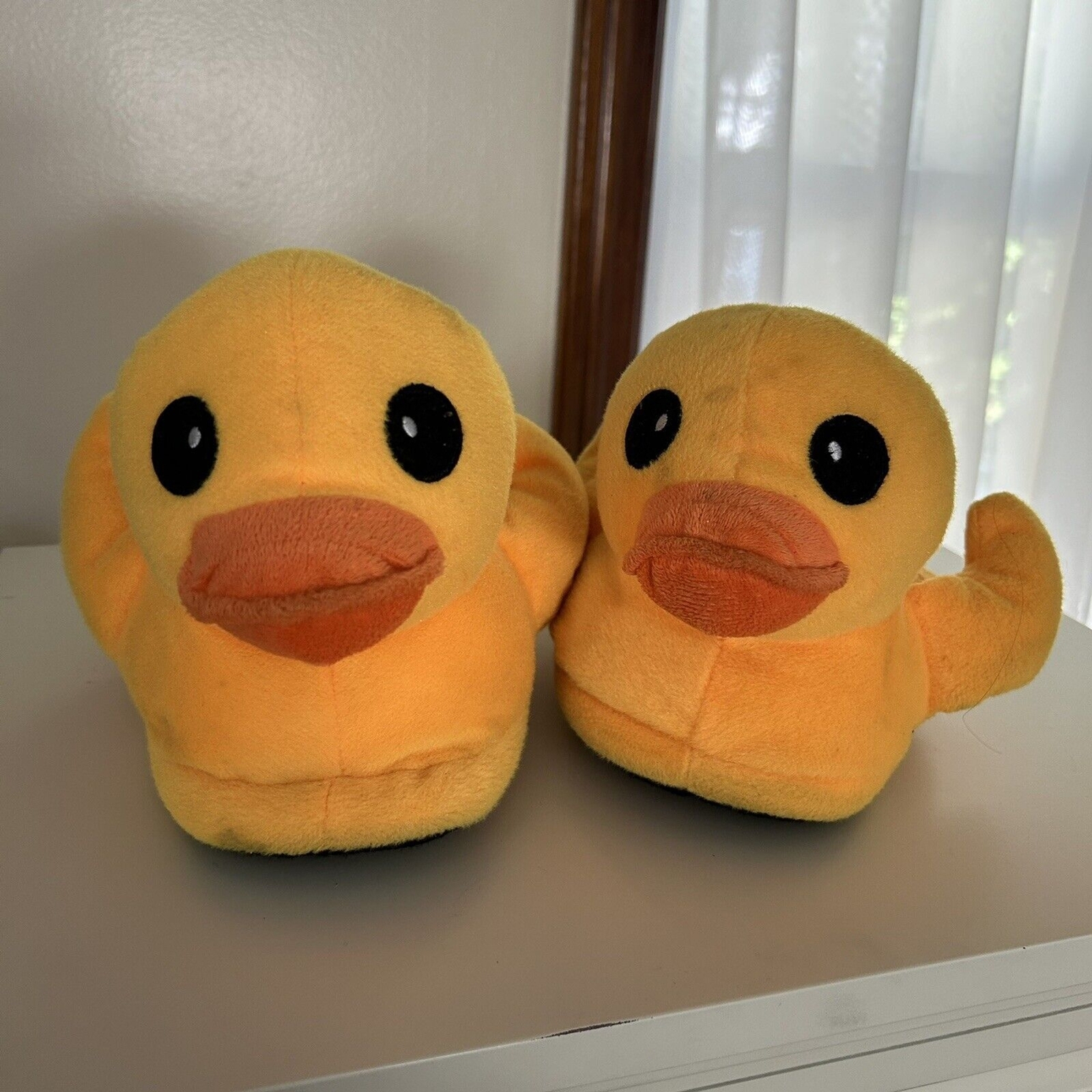 PANTOFOLA D’ORO Pantofole peluche anatra gigante giallo imbottito scivolo su anatra animale eccentrico accogliente