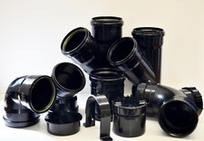 110mm Black Soil Pipe and Fittings UPVC Push-Fit, Bends, Branch, Access