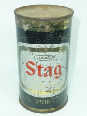 Empty Top Opened 12oz Stag Premium Dry Pilsener  Flat Top