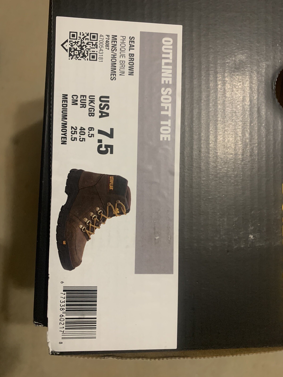 Men Caterpillar Outline Soft Toe Work Boot P74087 Seal Brown 100