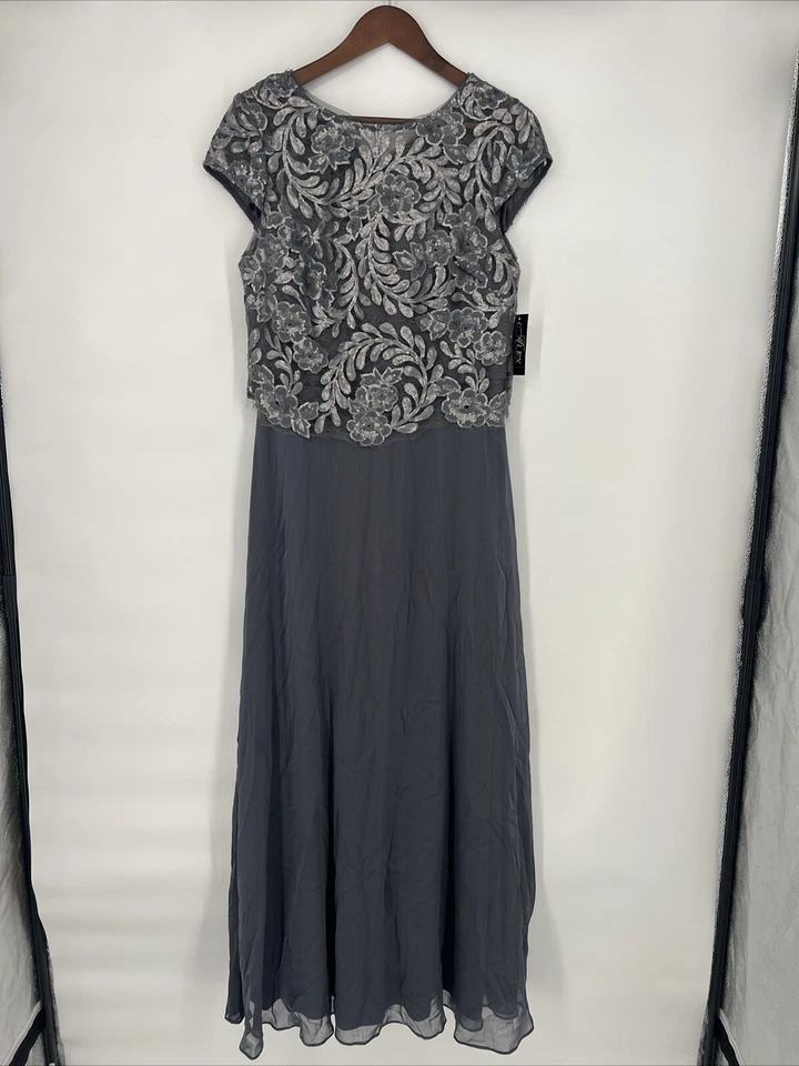 Vestido de Noche Alex Evenings Para Mujer Talla 8 Gris Lentejuelas Vestido Cóctel Formal Nuevo Foto 3 de 4