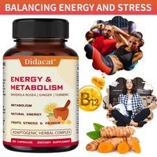 Energy & Metabolism Support Supplement With Rhodiola Rosea + Ginger + Turmeric