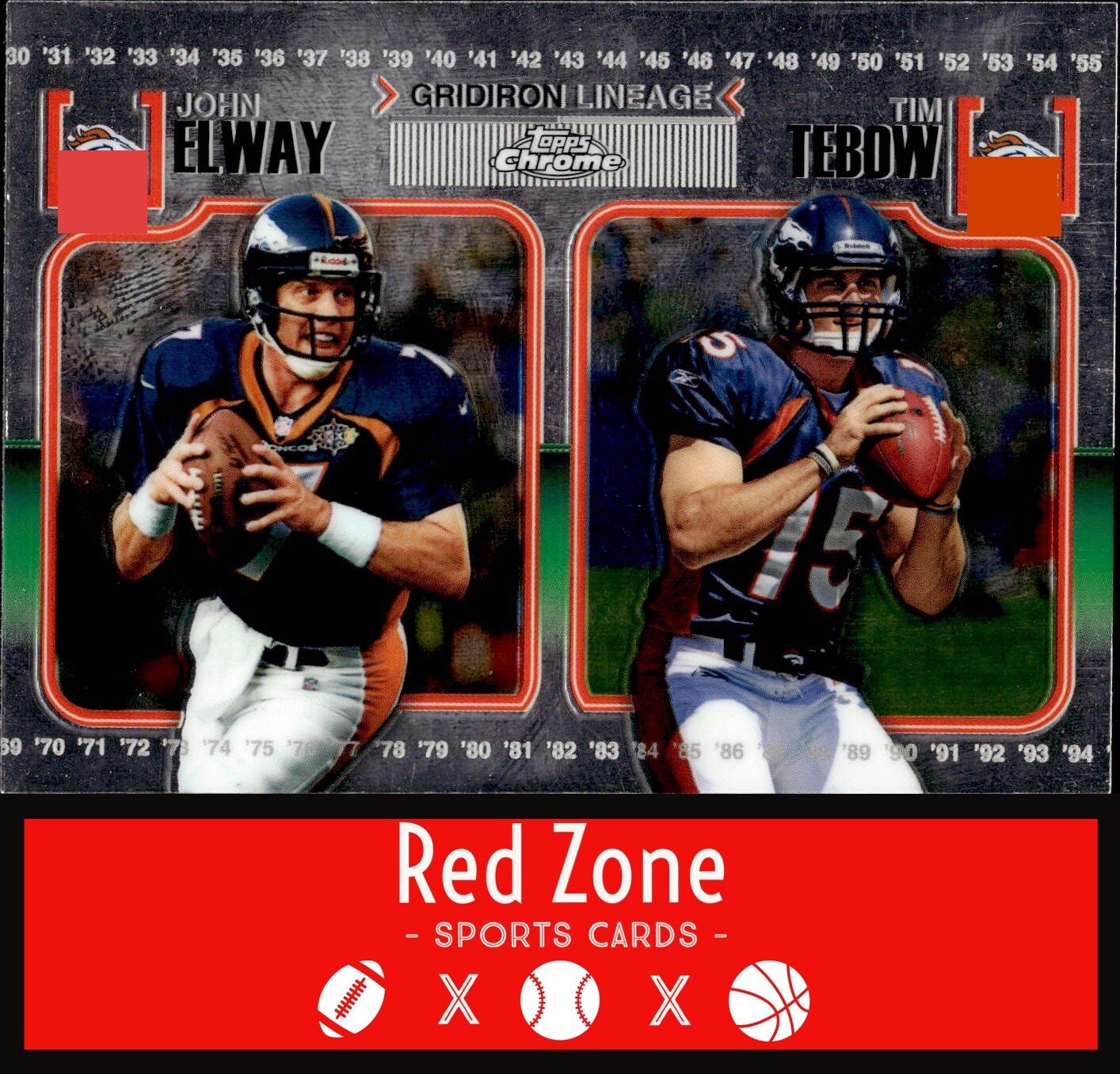 2010 Topps Chrome - #CGL-ET John Elway / Tim Tebow NM.