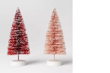 2pc 6" Sisal Bottle Red/Pink Brush Tree Christmas Figurine Set - Wondershop™