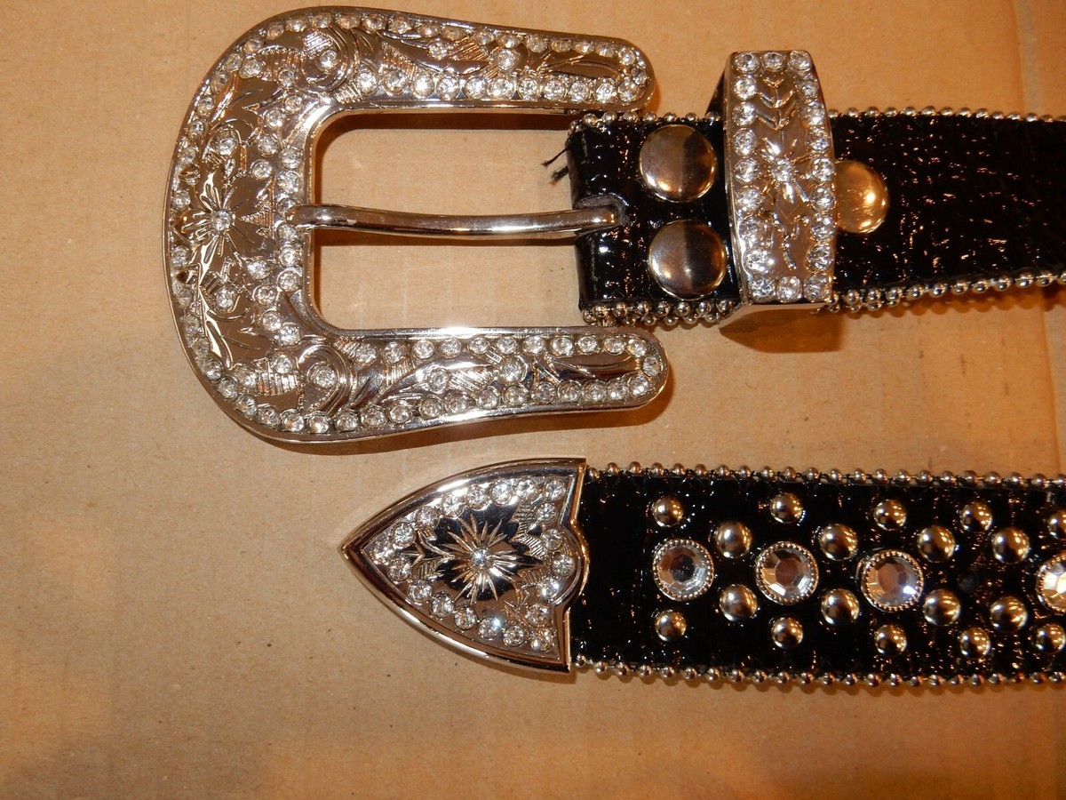 EUC Black Leather Belt with Beaded Buckle; Women’s M; 39” without Buckle Women main image 4