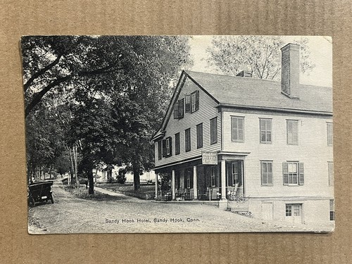 Postcard Sandy Hook CT Connecticut Hotel Old Car Vintage 1911