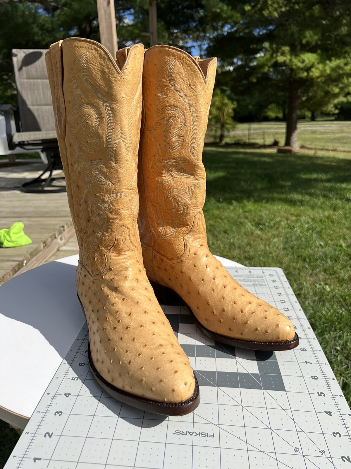 JB Hill 11EE Full Ostrich Mens Handmade Cowboy Boots Gem