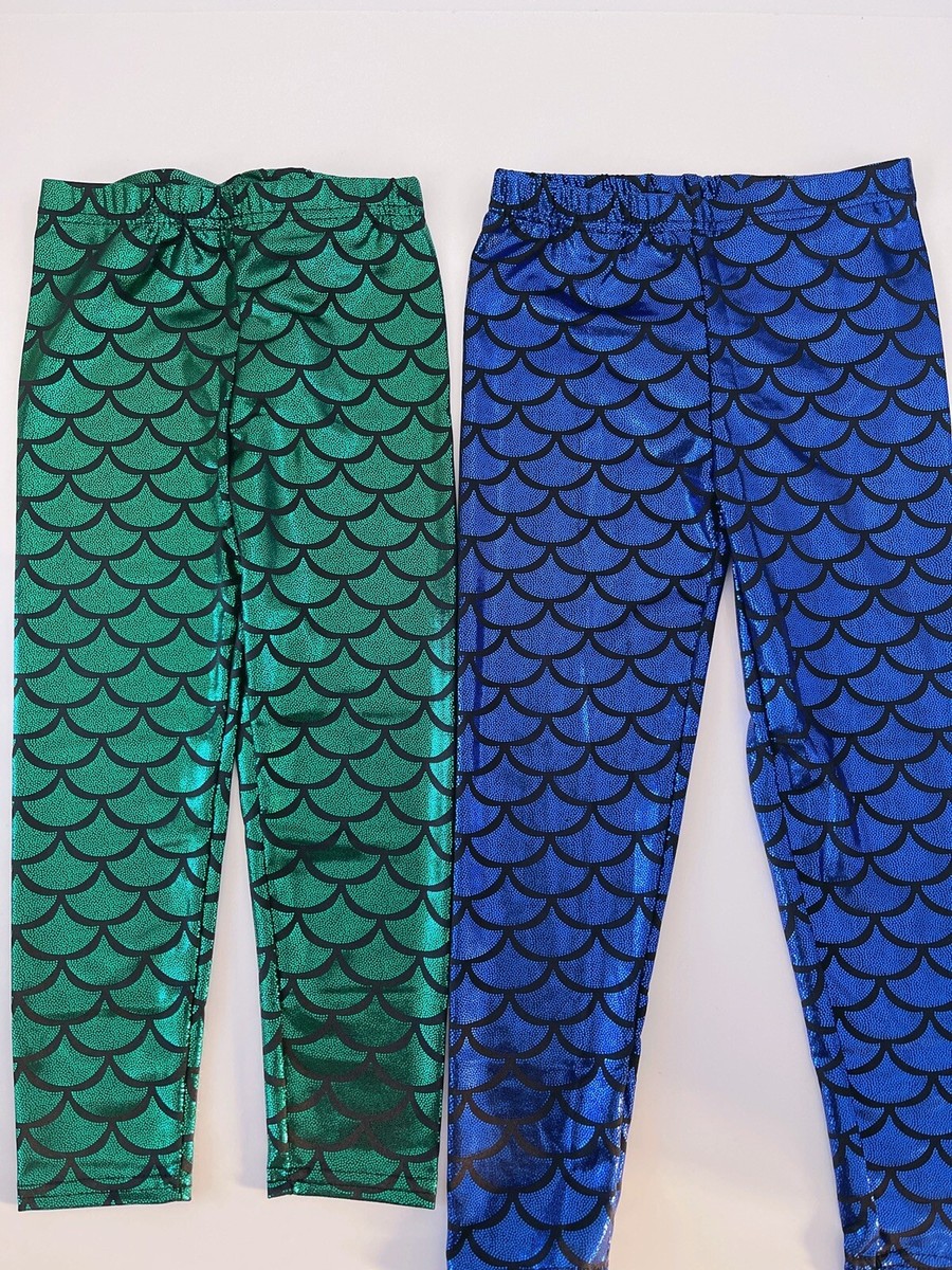 Kids Mermaid Scale Shine Leggings – Sea Disco Party Pants For Girls