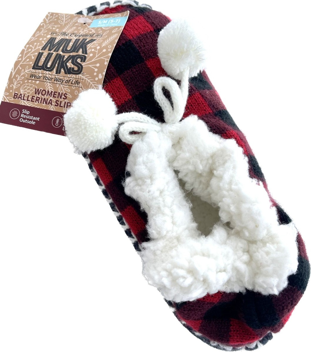Muk Luks Buffalo plaid Women’s ballerina slippers, women’s 5-7