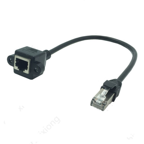 Cable de extensión de red LAN Ethernet de montaje de panel de tornillo angular RJ45 macho a hembra - Imagen 2 de 7