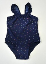 GAP BABY GIRL NAVY BLUE MULTI PRINTED ONE PIECE SWIMWEAR W/ RUFFLE Sz 2Y
