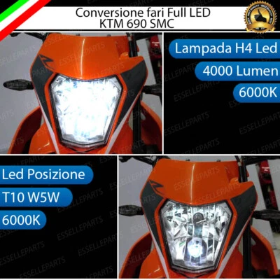 ELT KIT LED PER KTM 690 SMC 2008-2017 ANABBAGLIANTE ABBAGLIANTE H4 LED POSIZIONE T10