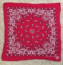 Vintage Red Floral Paisley Bandana Cotton USA 13962 19  
