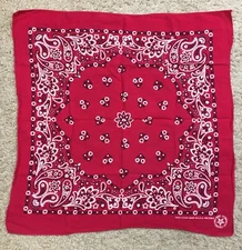 Vintage Red Floral Paisley Bandana Cotton USA 13962 19”