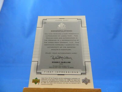Jason Hart SP Top Prospects 200 First Impressions Autograph Auto 