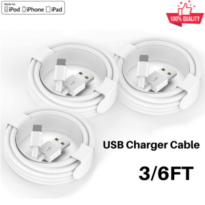 3/6FT USB Charger Cable Cord For Apple iPhone 14 13 12 11 Pro Max XR X 8 7 6 Lot