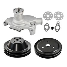For Sbc Chevy Swp High Volume Short Water Pump Black Crankshaft Pulley 2 Groove For Sbc Chevy Swp High Volume Short Water Pump Black Crankshaft Pulley 2 Groove