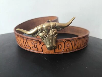 ceinture & boucle Harley davidson Tête de taureau motard - Photo 1/4