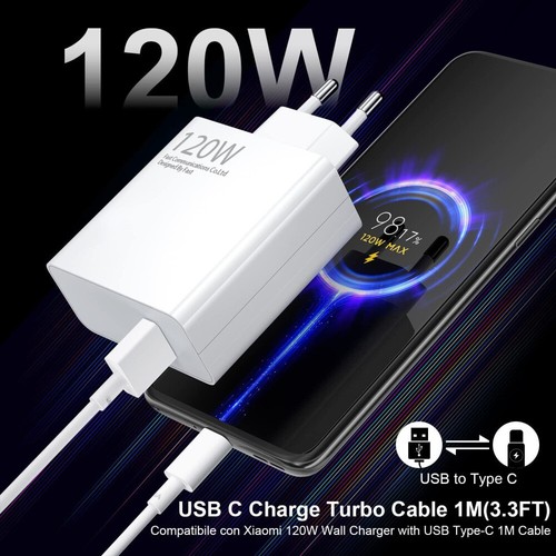 120W Für Xiaomi Schnell Ladegerät Netzteil 6A USB-C Kabel Redmi Note10/11/12Pro - Zdjęcie 2 z 14