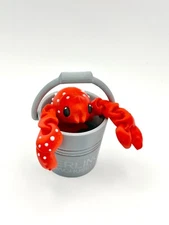 Mini Lobster with Bucket Cute Lobster | Poseable Ocean Collectible Articulated