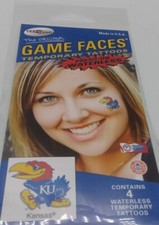 Kansas 12 count Face  Body Decals Temp Tattoos NCAA Licensed