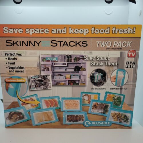 Set of 2 Skinny Stacks Food Storage Trays New In Box Intersell Brand - Picture 2 of 2