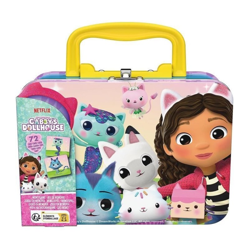 Aidez votre enfant avec le SPIN MASTER MEMO VALISETTE Gabby et la Maison Magique 72 cartes