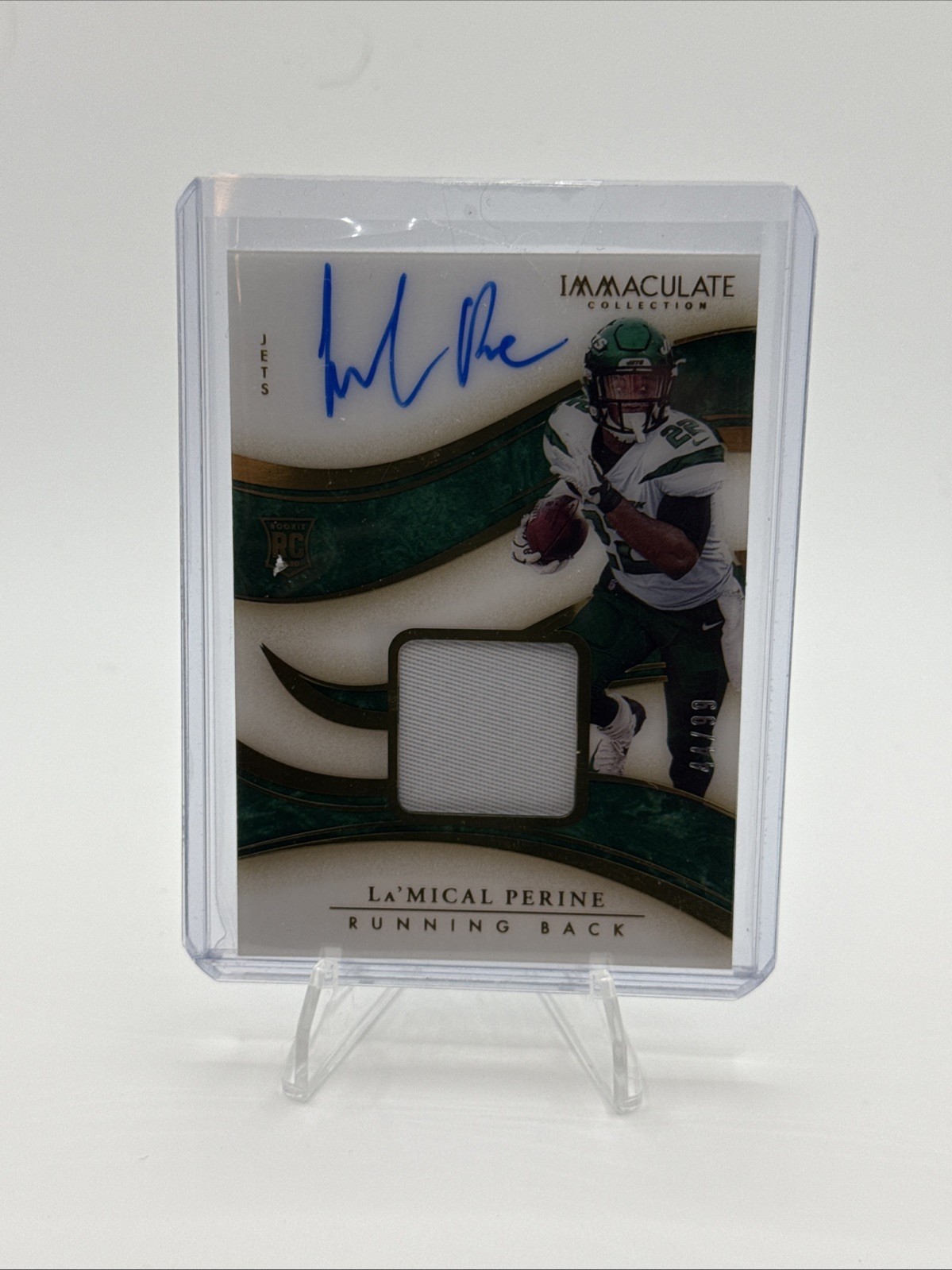 2020 Immaculate La’Mical Perine #137 -  Rookie /  Patch Auto RPA /99 RC Jets SP