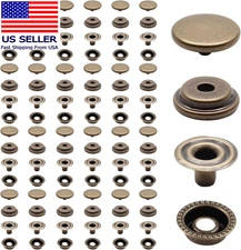 200Pc 15Mm Heavy Duty Snap Fasteners Kit, Metal Leather Snap Button Press Stud C