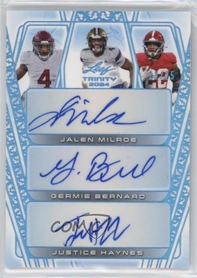 2024 Leaf Trinity Triple Platinum 23/25 Jalen Milroe Germie Bernard Auto 0a3