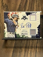 BRETT PHILLIPS 2016 PANINI DIAMOND KINGS BREWERS DUAL JERSEY PATCH AUTO RPA /199