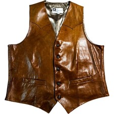 Scully Leatherwear Western Vest Mens 44 Long Brown Leather Excellent Vintage