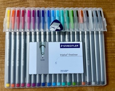 STAEDTLER TRIPLUS FINELINER Pens, 20 Colors  NEW & BARELY USED in Easel Box