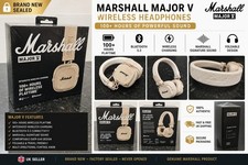 Image of Marshall Major V Wireless+Blue Headphones – 100+ Hours – BRAND NEW SEALED, cream