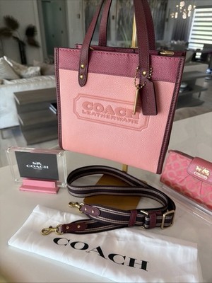 COACH Field Tote 22 Pink Leather 2Way Bag Authentic Handbag Box 2