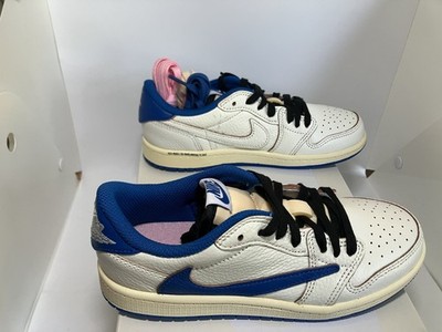Travis Scott x Jordan 1 Low Fragment Design 2.0-Sail/Military Blue-PS-Size 2Y