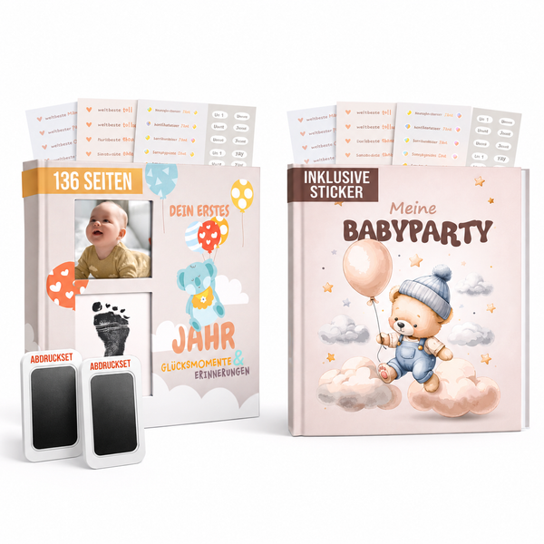 colortouch Babybuch Neutral Mit Abdruckset GäStebuch Baby Shower TeddybäR-image
