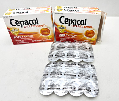 4Pk/Cepacol Extra Strength Sore Throat Honey Lemon 16 Drop Lozenges per pk READ