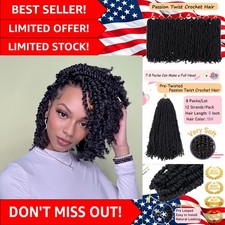 8 Inch Pre-Twisted Passion Twist Crochet Hair   Lightweight Synthetic Extensions